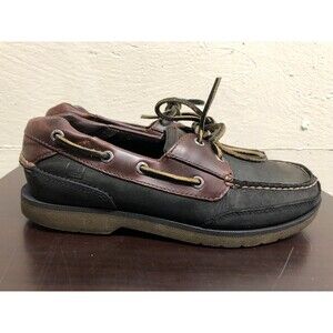 Sperry Top Sider Men  lace up black and brown leather Boat shoes  SZ 7M